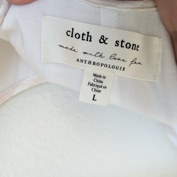 Anthropologie Cloth & Stone Beige/White Striped Tie Back Midi Dress, size L - Picture 3 of 10